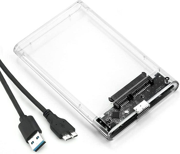 SATA USB 3.0 Hard Drive Enclosure Clear Case 2.5 Inch